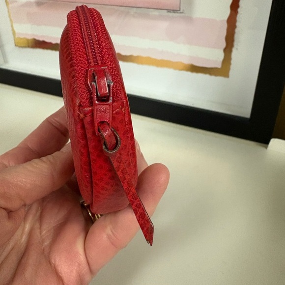 Christian Dior Authentic Red Leather Coin Purse with Key Ring - Picture 4 of 9